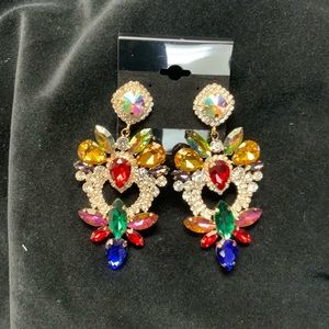 Rhinestone Pageant Earrings NWOT